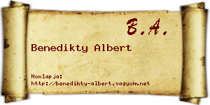 Benedikty Albert névjegykártya